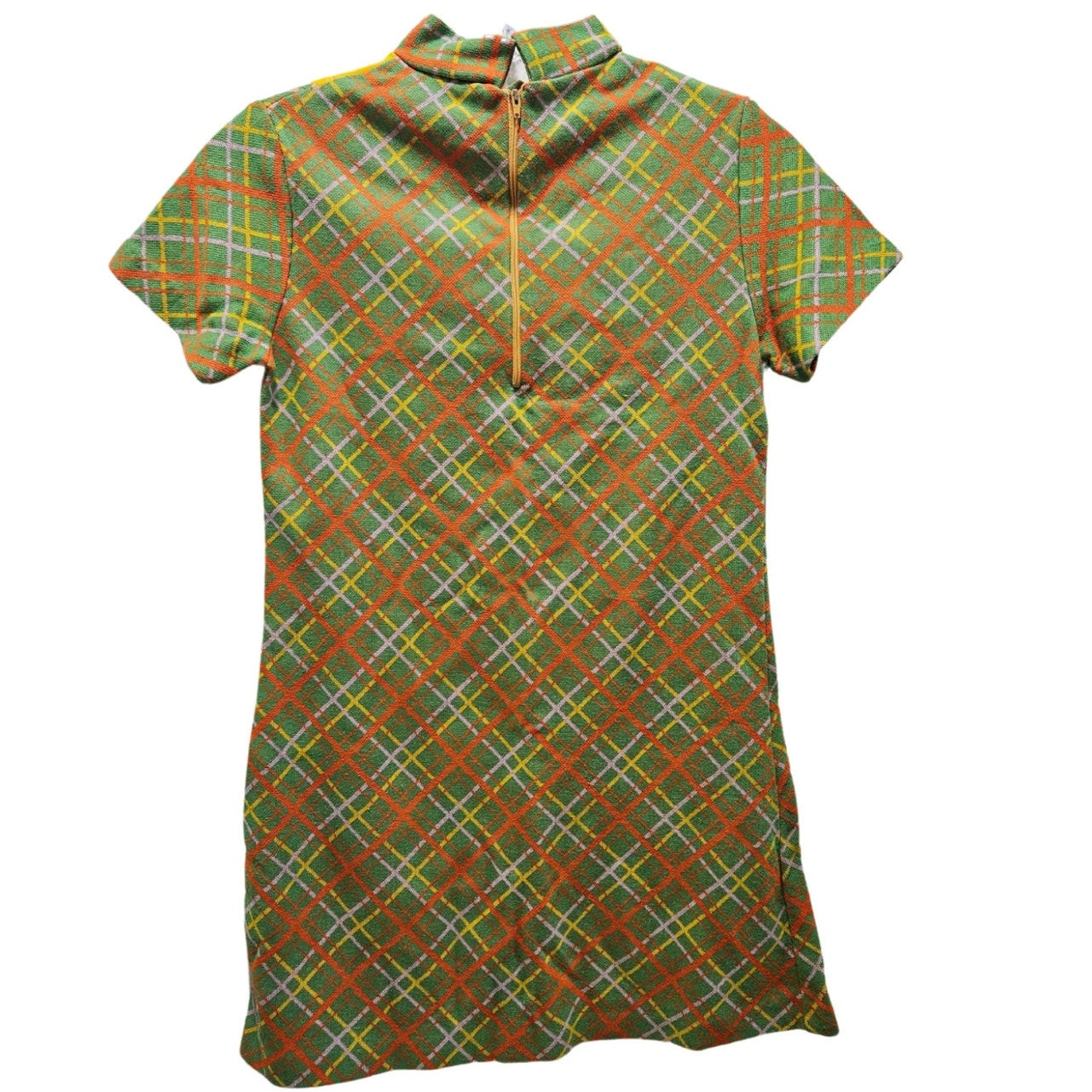 1960s Vintage Green OJ Yellow Children's Growing Girl Perma-Prest Dress Size 10