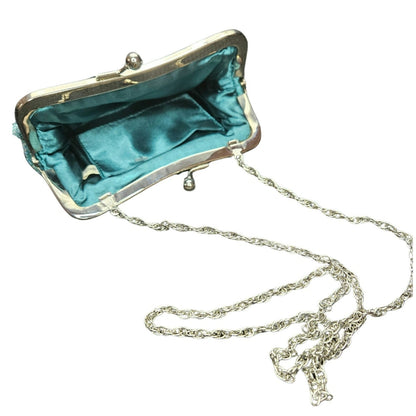 Blue Glass Beaded Butterfly Clutch Crossbody Convertible Bag Evening Formal Bags