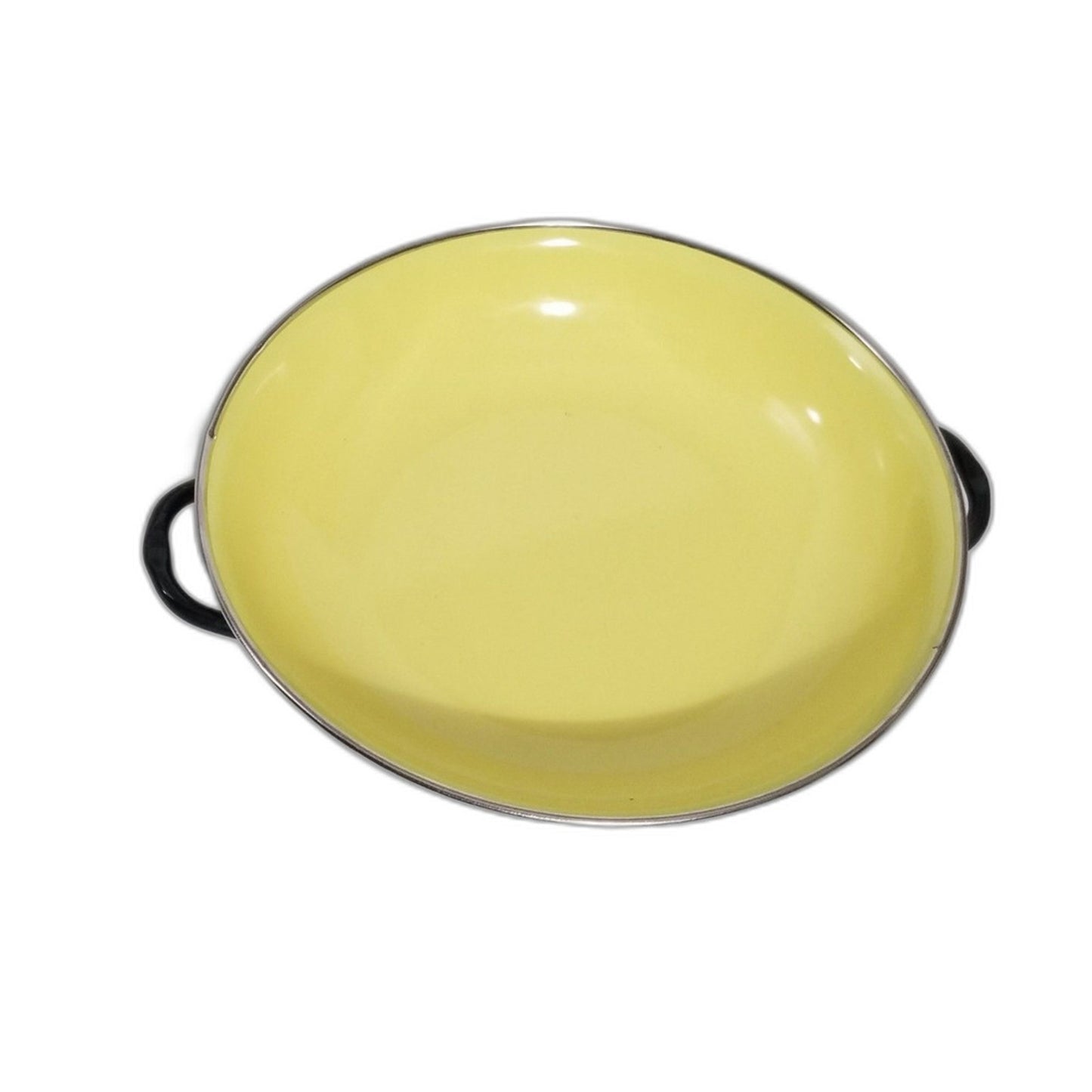 Vintage Enamelware Saute 3 Paella Nestling Pan Set Red Blue Yellow Black