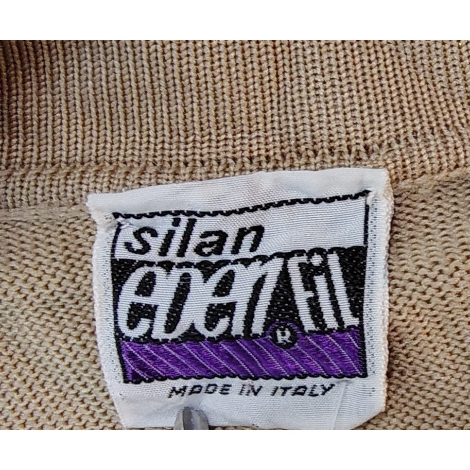 1970s Silan Eden Fil Brown Cardigan Sweater Mother of Pearl Buttons Size Small [Vintage]