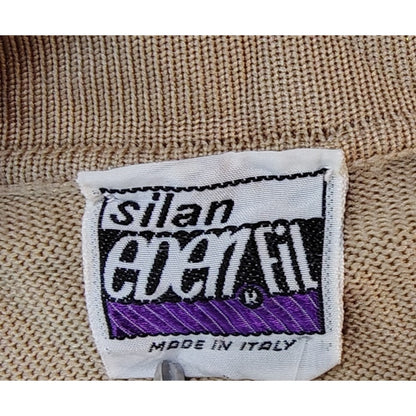 1970s Silan Eden Fil Brown Cardigan Sweater Mother of Pearl Buttons Size Small [Vintage]