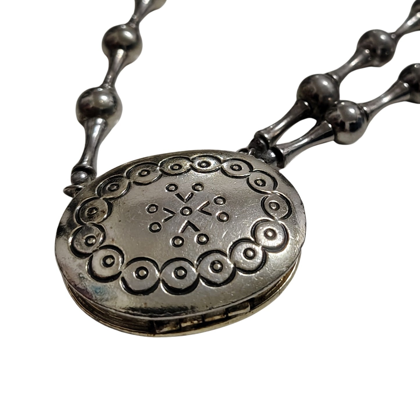 1973 Estée Lauder Perfume Locket Necklace Collectible Fragrance Moon Silver [Vintage]