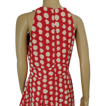Orange Cream Bodycon Polka Dot Fit & Flare Racer Back Midi Dress Eliza J Size 6