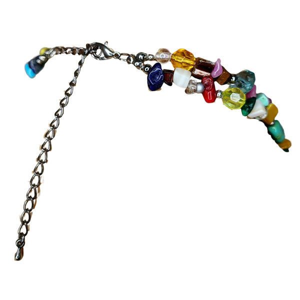 Bohemian Turquoise Rose Quartz Mix Semi-Precious Stones Double Strand Necklace