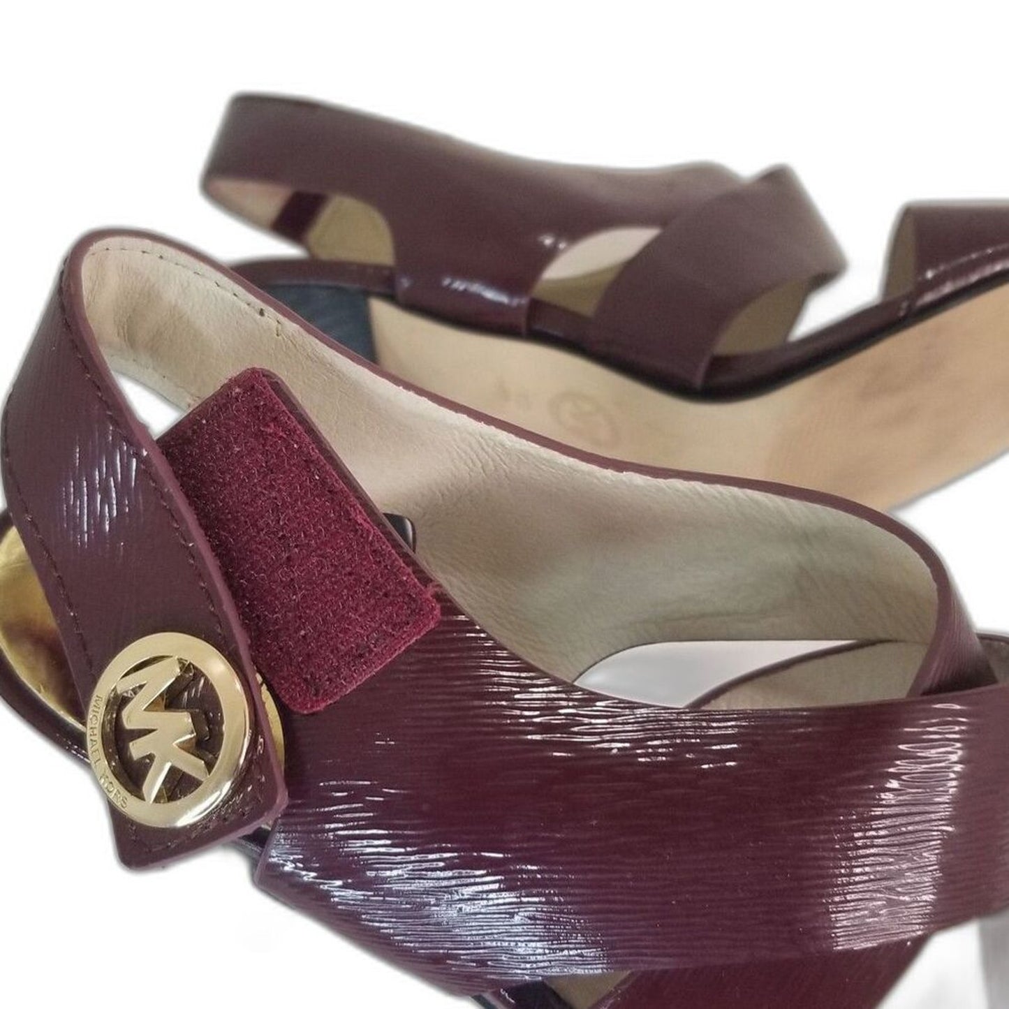 Michael Kors Joselle Strappy Slingback Strappy Burgundy Heels Open Toe Size 8