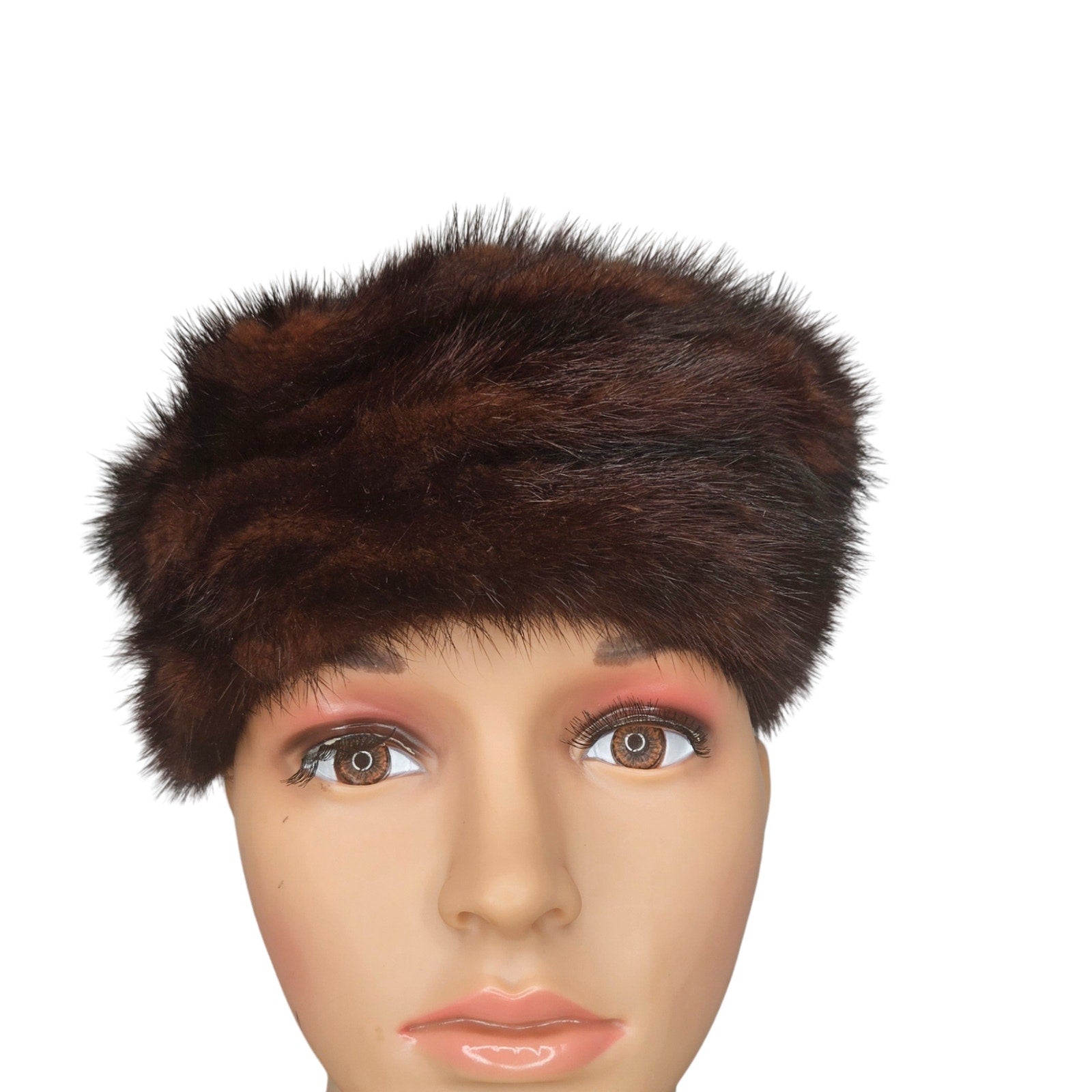 1950s Genuine Mink Fur Chestnut Dark Brown Livingston Bros Ladies Cloche Hat [Vintage]