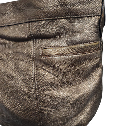 B Makowsky Brown Pebble Leather Zip Top Crossbody Shoulder Bag Silver Hardware