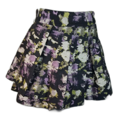 Pleated Purple Gray Black Banana Republic Flare Side Zip Mini Skirt Size 4