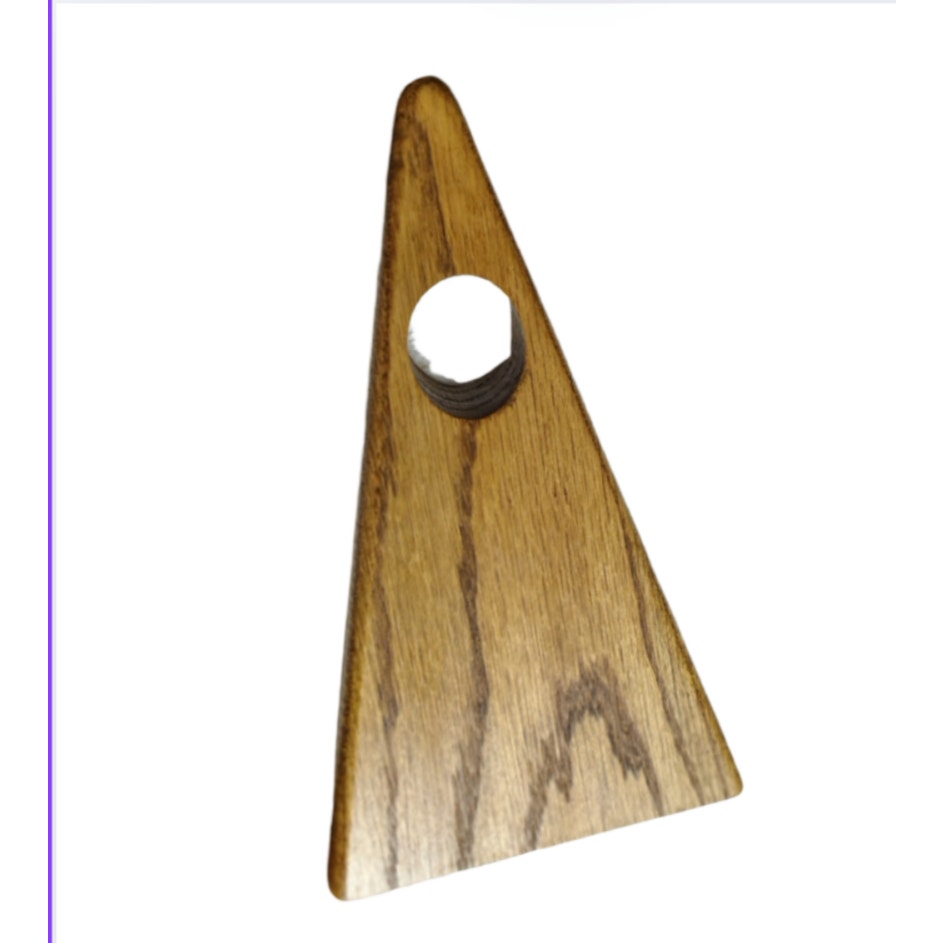 1980s Artisan Wood Gravity Floating Single Wine Bottle Holder Triangle Shape [Vintage]