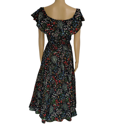 Chelsea & Theodore Floral Peasant Fit Flare Maxi Sundress Smocked Waist Size Medium