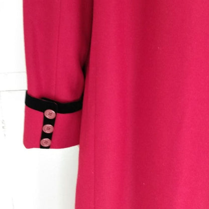 80s Long Red 100% Wool Coat Harve Benard Button Down Trench Size 12 New