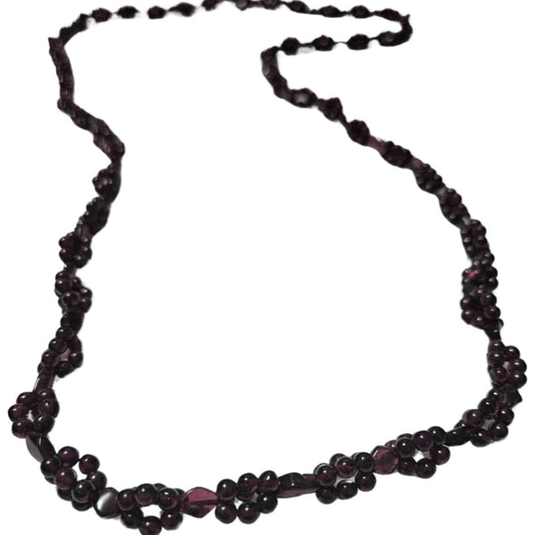 Rhodolite Garnet Round Clusters Diamond Beaded Gemstone  Opera Necklace 36"