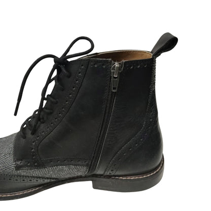 Thomas & Vine Men's Black Jarett Wingtip Zip Up Lace Black Ankle Boot Size 14
