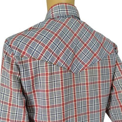 60s Blue Red Levis Western Cowgirl Button Up Shirt Pearl Snap Button Size Small [Vintage]