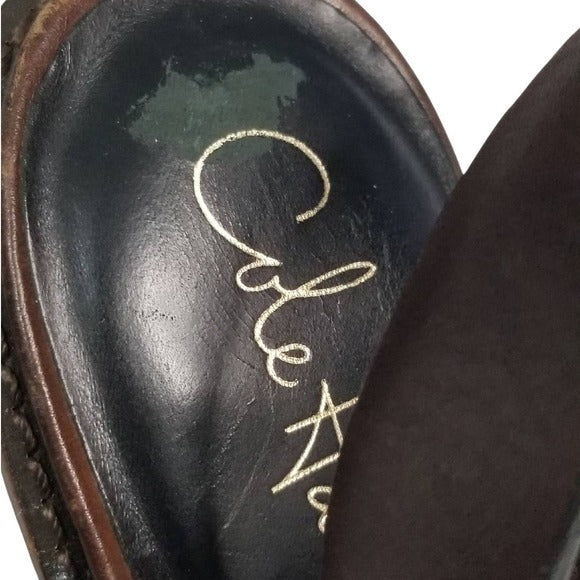 Open Toe Mule Wood Platform Nike Air Cole Haan Collab Black Suede Heels Size 10