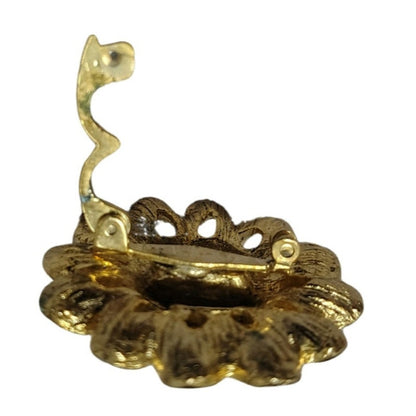 DuBarry Fifth Avenue Scarf Clip Round Flower Vintage Gold Tone Necklace 1.25"