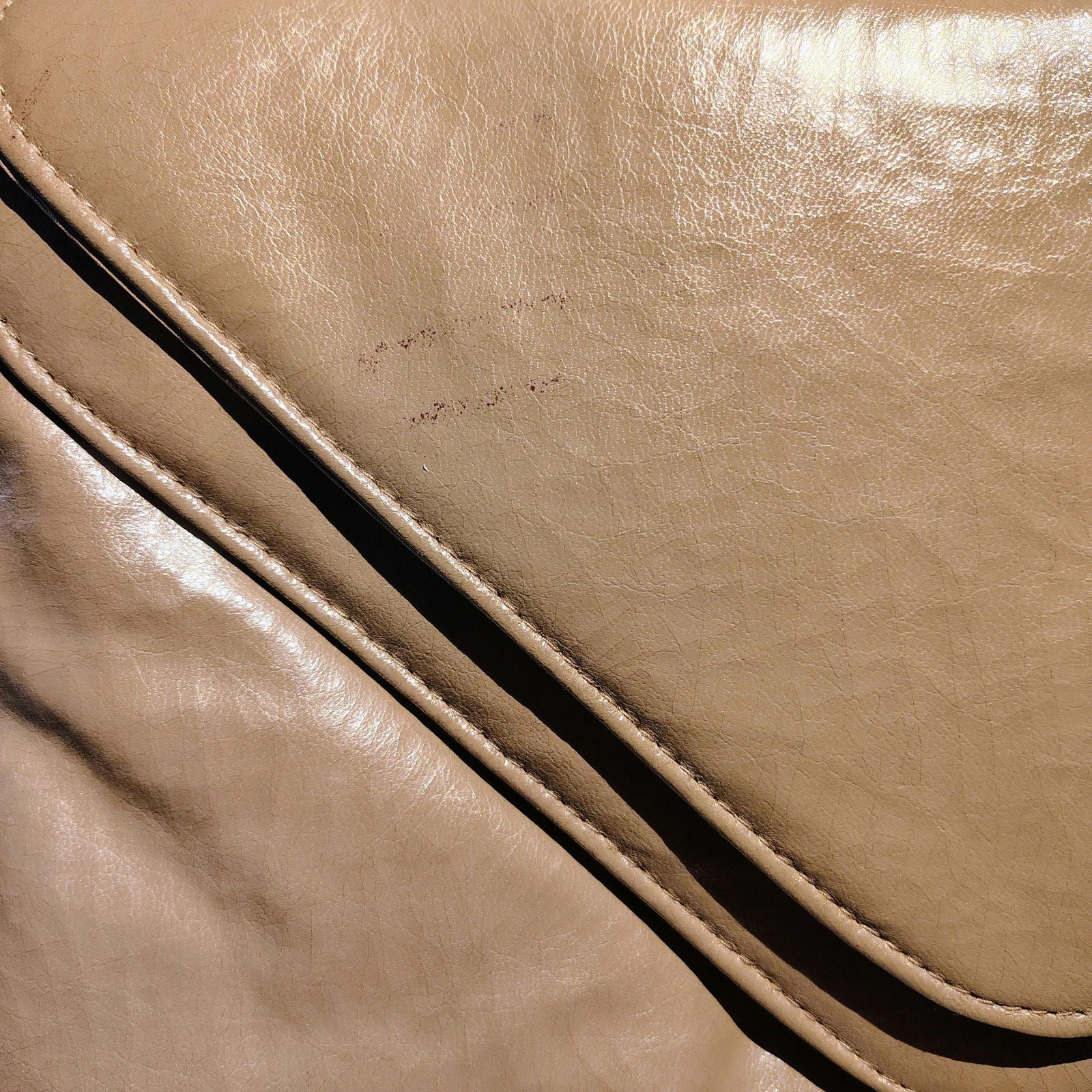 1970s Maxi Clutch Taupe Two Pockets Two Fold Over Closures Wristlet [Vintage]