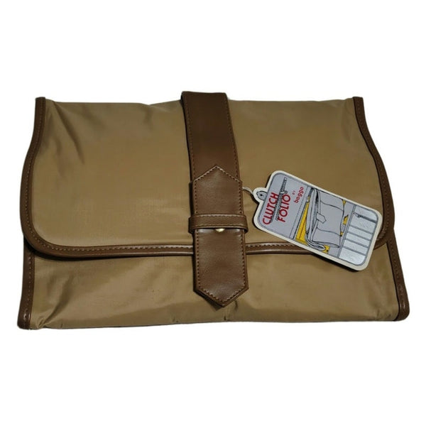1970s Brown Waterproof Travel Maxi Clutch Folio By Baggo New Tags [Vintage]