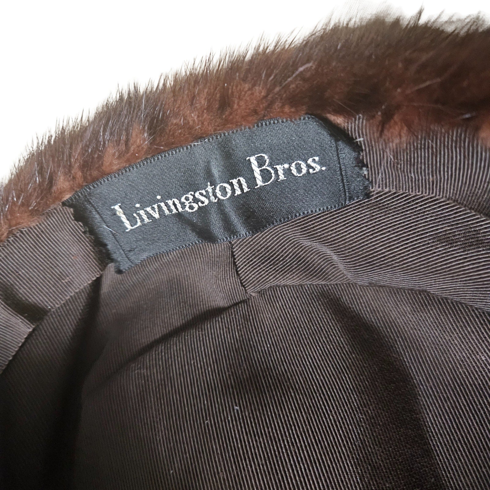 1950s Genuine Mink Fur Chestnut Dark Brown Livingston Bros Ladies Cloche Hat [Vintage]