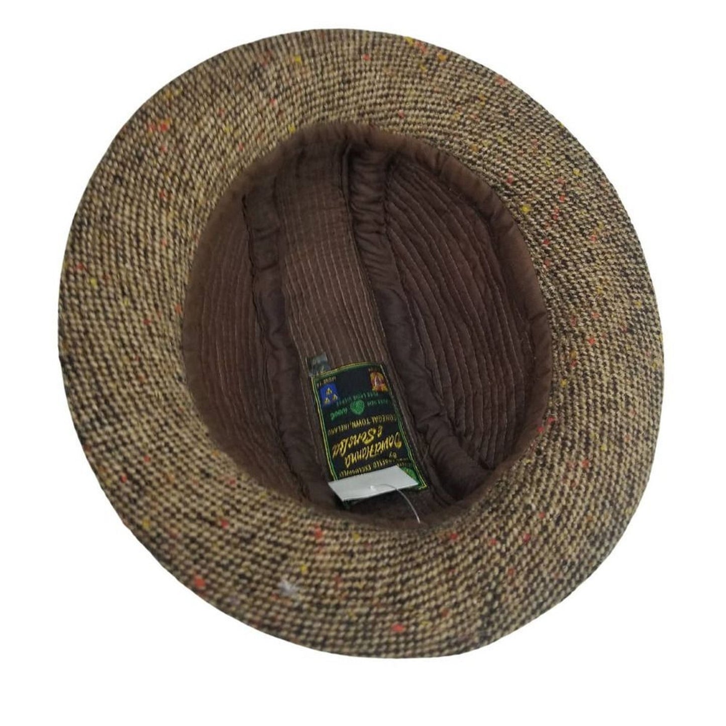 Wool TRILBY Hat DAVID HANNA & SONS Handcrafted Ireland Tweed Brown SZ 7 [VINTAGE]