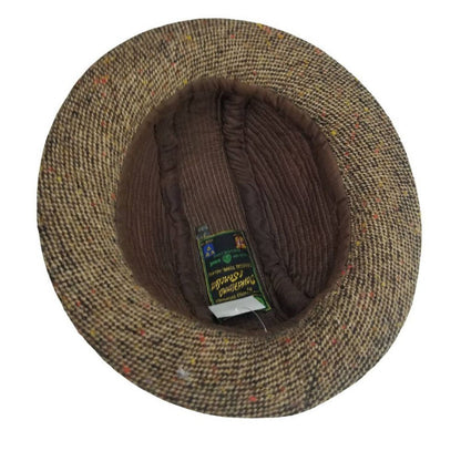 Wool TRILBY Hat DAVID HANNA & SONS Handcrafted Ireland Tweed Brown SZ 7 [VINTAGE]