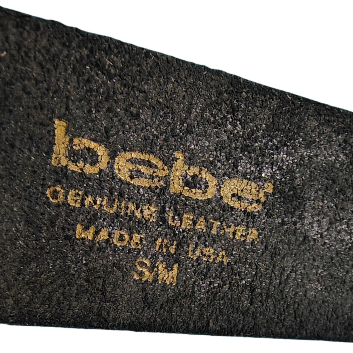 1990s Bebe Replacement Genuine Leather Belt Strap Tooled Engraved Floral Snap Closure