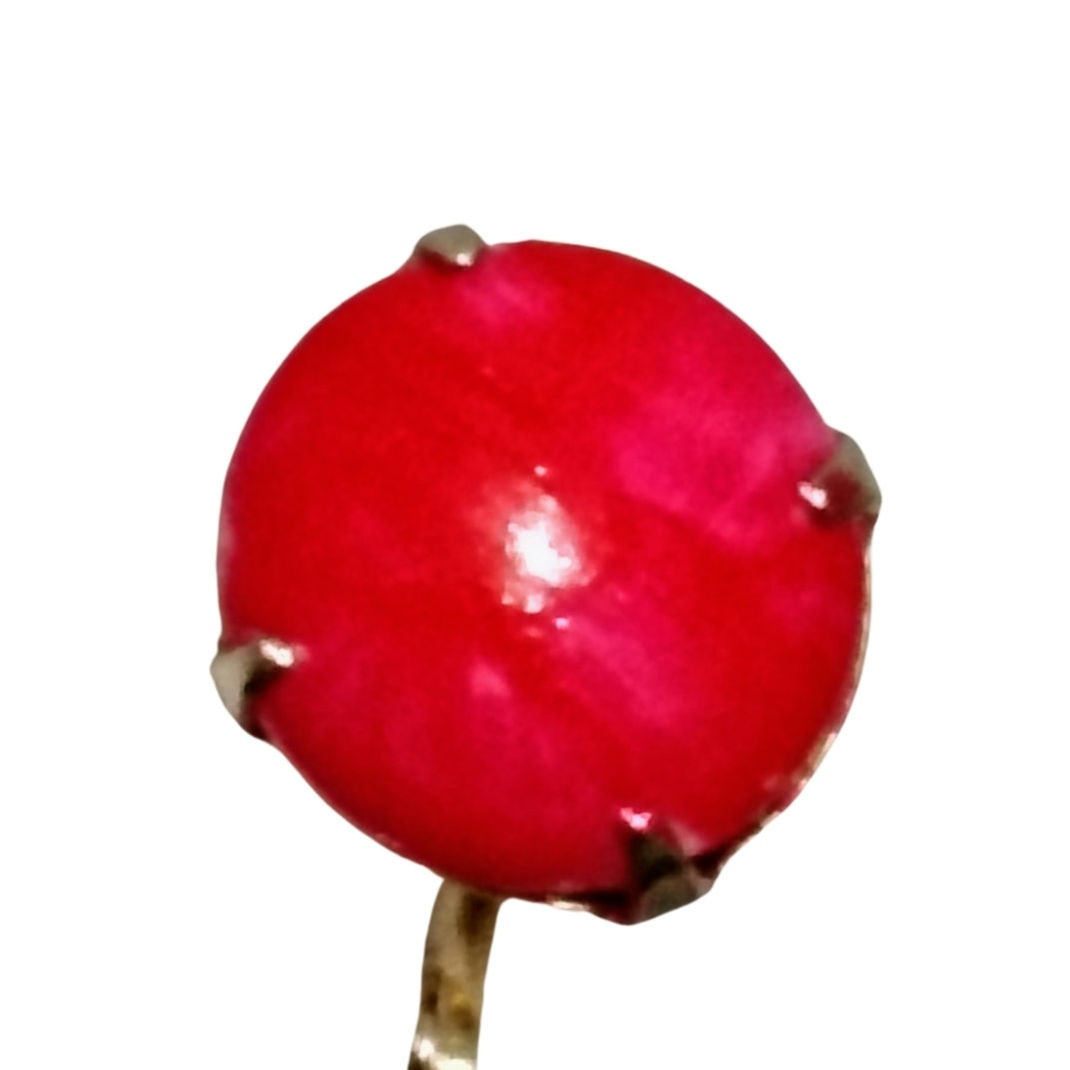 Vintage Red Drop Hearts Dangling Heart Earrings Gold Wrapped Clip On Screw Clasp