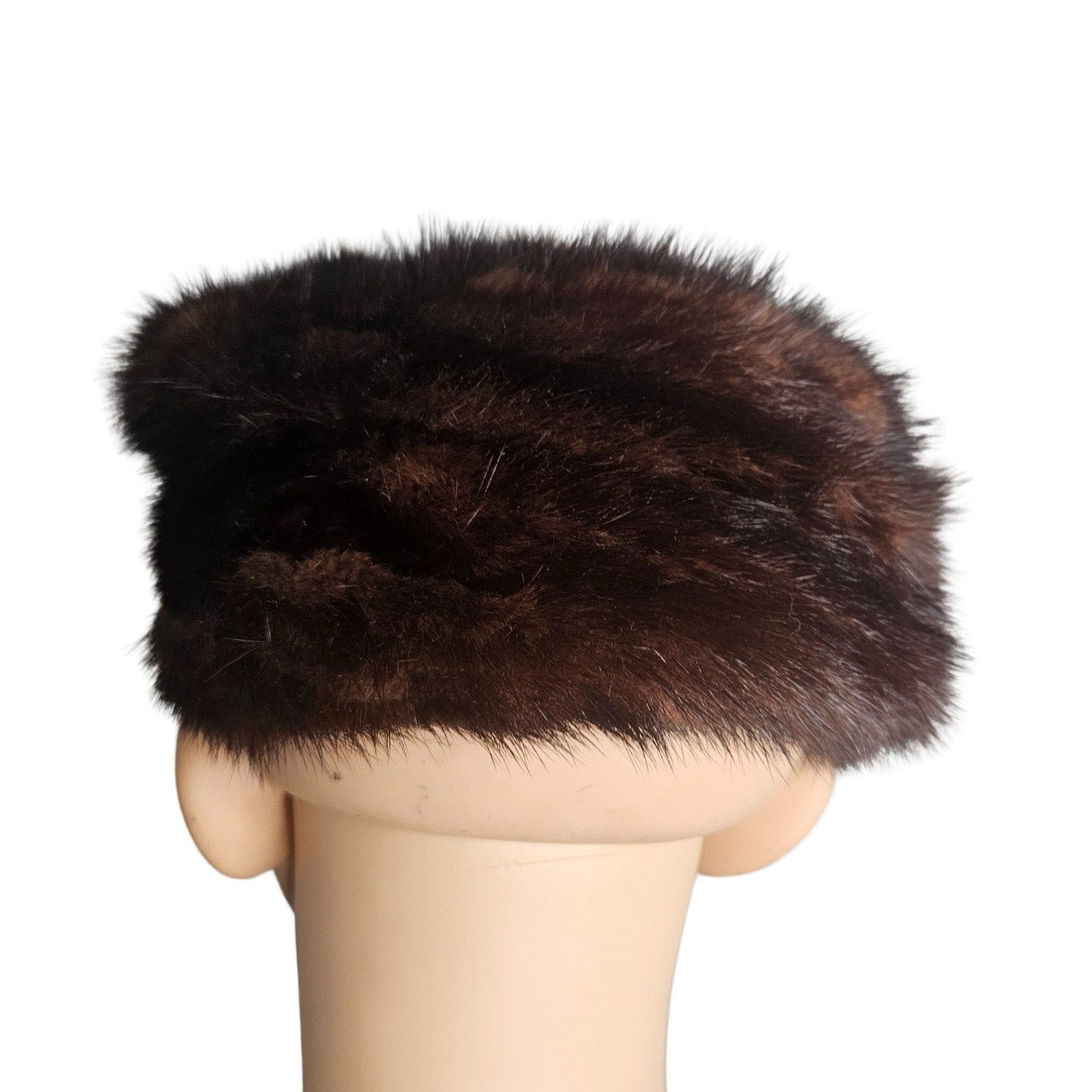 1950s Genuine Mink Fur Chestnut Dark Brown Livingston Bros Ladies Cloche Hat [Vintage]