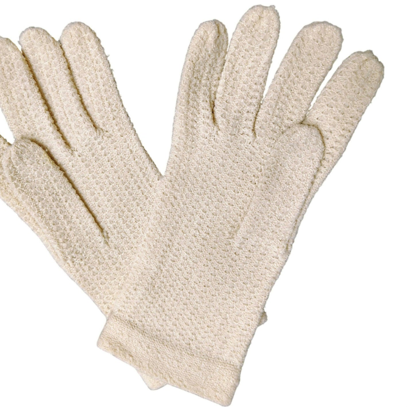 Vintage Elastic Mesh Knit Stretch Cream Gloves Size Small Medium Nearly New