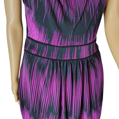 Plunge Neckline Purple Black Short Tank Top Dress Pockets Bisou Bisou Size 4