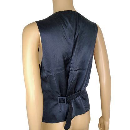 90s 100% Silk Nicole Miller Quirky Makeup Design Adjustable Vest Size Large [Vintage]