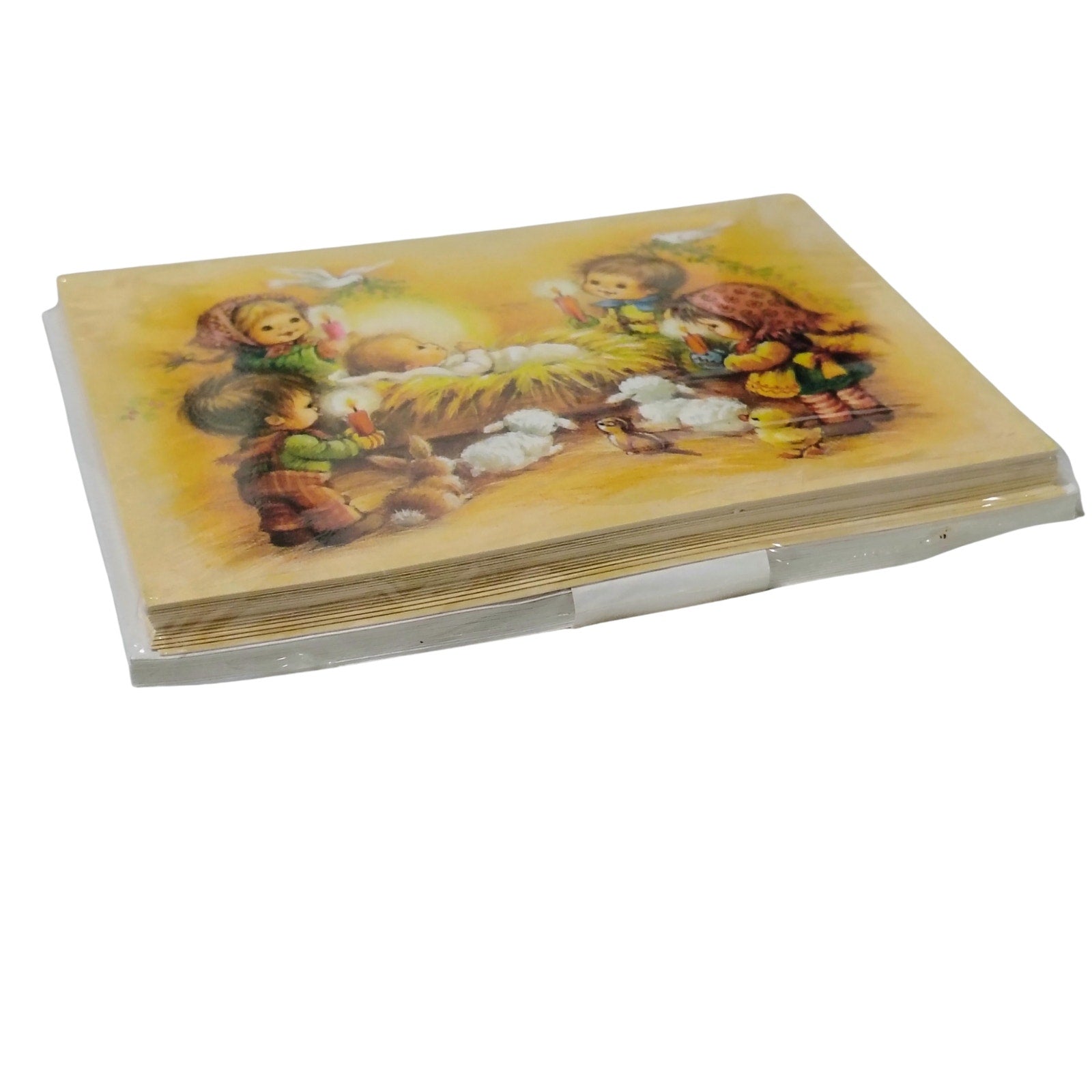 90s Nativity Childrens Scene Jesus Manger 18 New Christmas Cards Greeting Cards New in Package [Vintage]