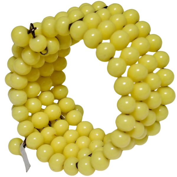 1930’s Yellow Unsigned Miriam Haskell Yellow Glass Memory Wire Cuff Bracelet