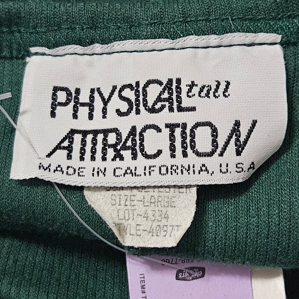 1990s Green Fit Flare Long Sleeve Button Front Ribbed Pullover Dress Size Large