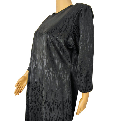 1970s Anthony Richards Abstract Print Black on Black Sheath Dress  Plus Size 14 [Vintage]