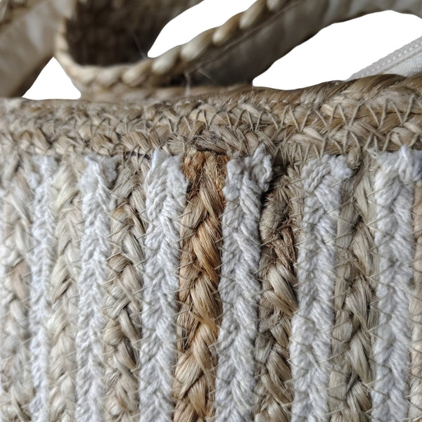 Convertible Belt Bag Fanny Pack Light Brown Cotton Jute Blend Zipper Pouch