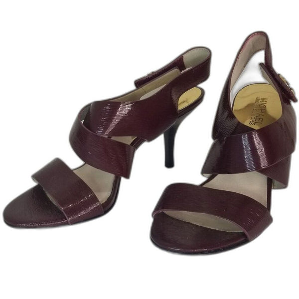 Michael Kors Joselle Strappy Slingback Strappy Burgundy Heels Open Toe Size 8