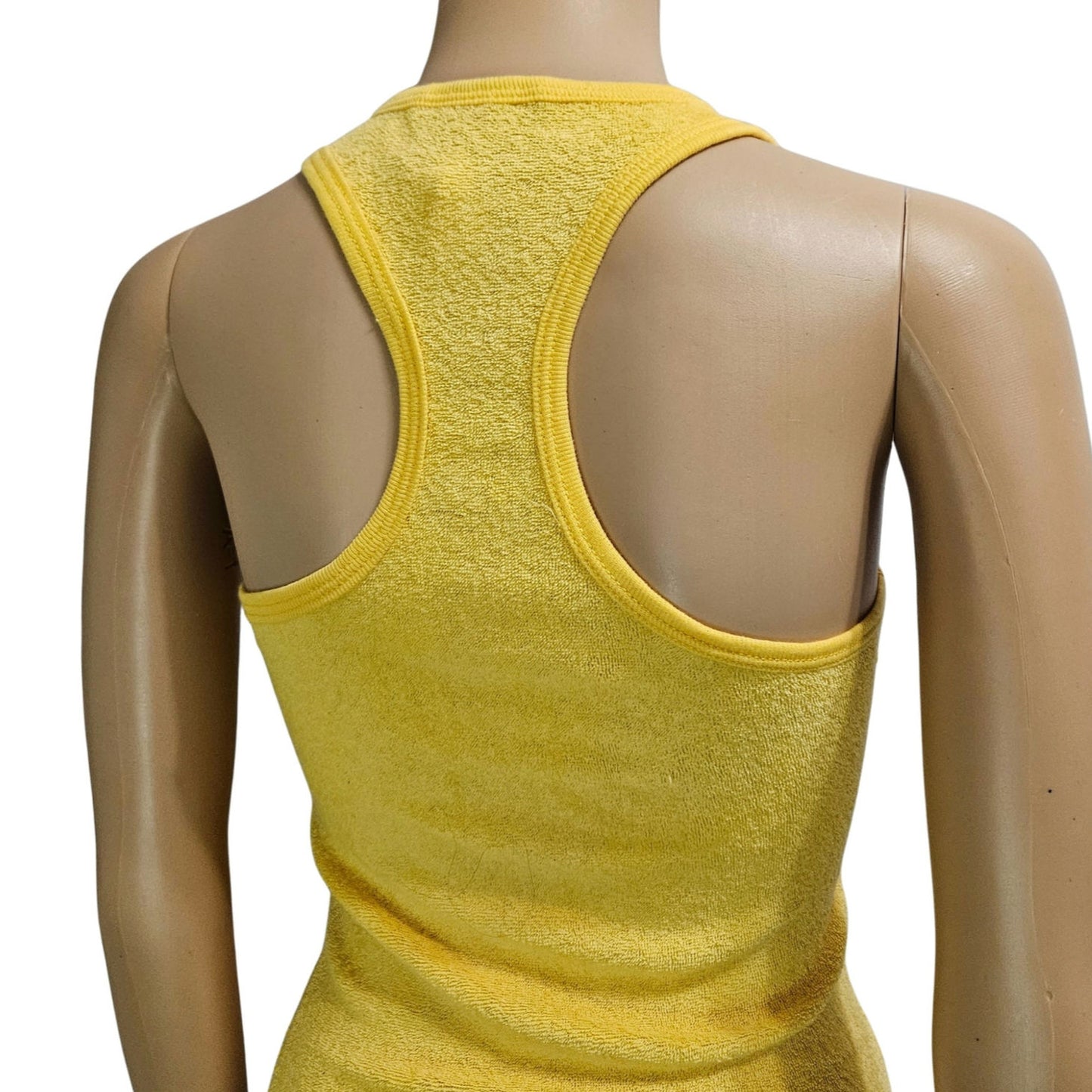 1970s Yellow Terry Cloth Racer Back Tank Top Size Medium / Small [Vintage]