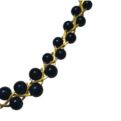 Vintage Gold Filled Three Chain Braided wth Midnight Blue Graduating Beads