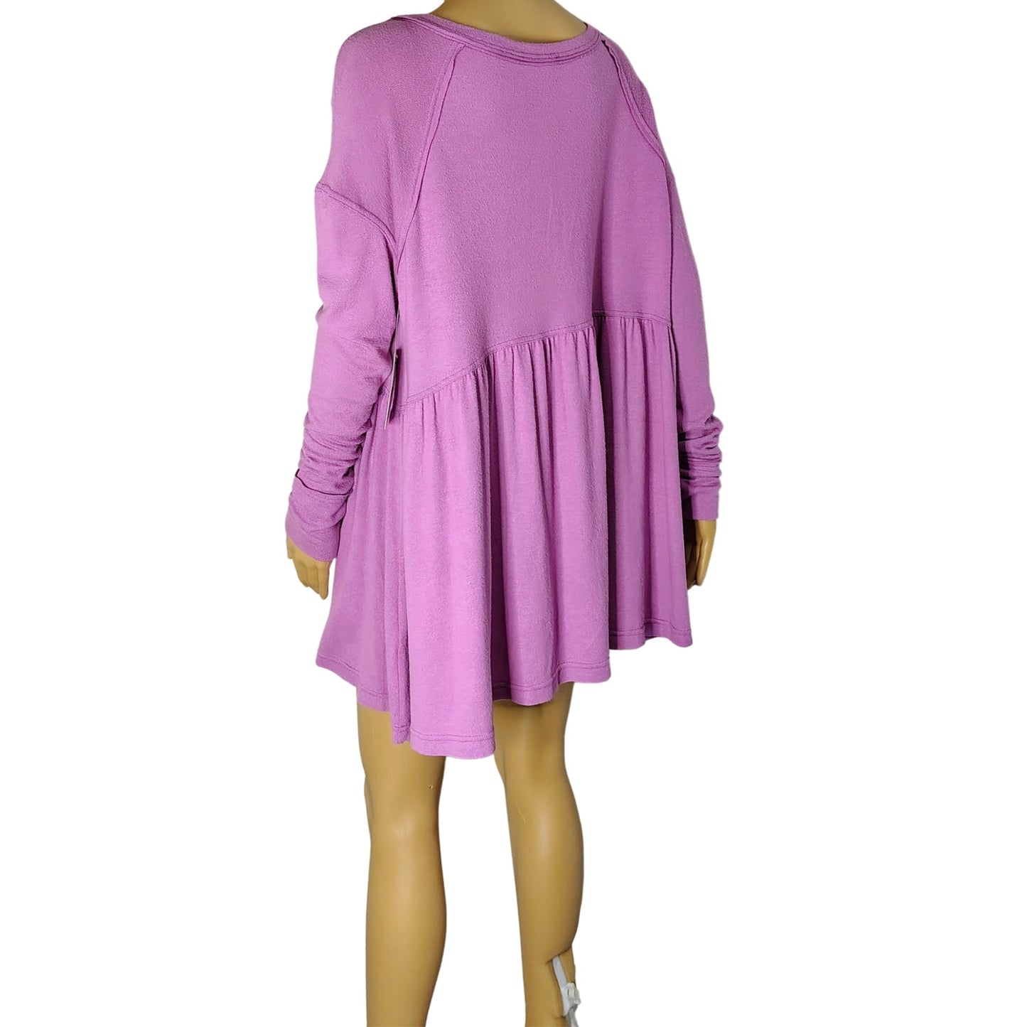 Loose fit Plum Lilac Wide Fit Baby Doll Top Box Cut Long Sleeves Med Free People