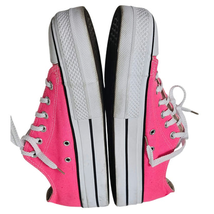 Hot Pink Converse Low Top Lace Up Chuck Taylor All Stars Platform Sneakers