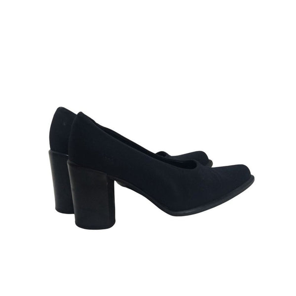 Navy Blue Chunky Heel Pointy Toe Elastic Top High Heels Via Spiga Size 6.5 [Vintage]