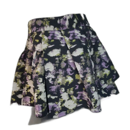 Pleated Purple Gray Black Banana Republic Flare Side Zip Mini Skirt Size 4