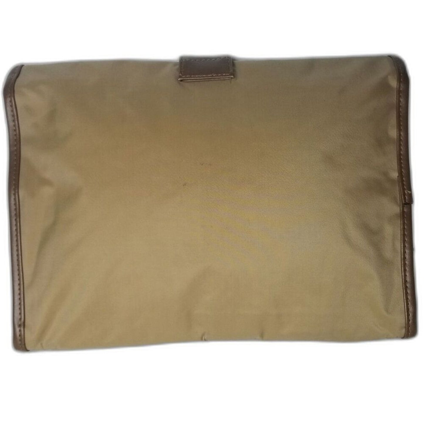 1970s Brown Travel Bag Water Resistant Plastic Maxi Clutch Folio Toiletry Bag [Vintage]