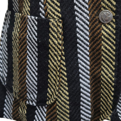 70s Striped Tread Design Fitted Single Breasted Blazer Outside Pockets SZ Small