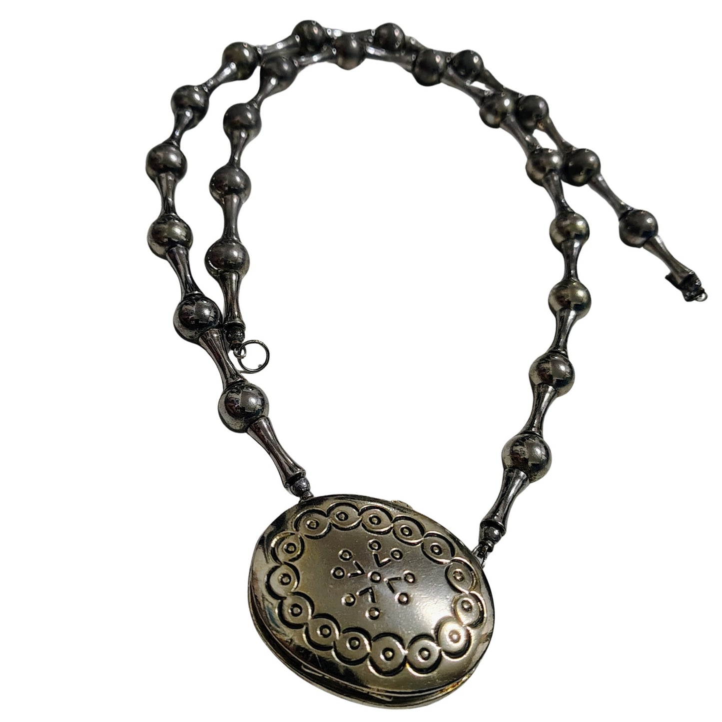 1973 Estée Lauder Perfume Locket Necklace Collectible Fragrance Moon Silver [Vintage]