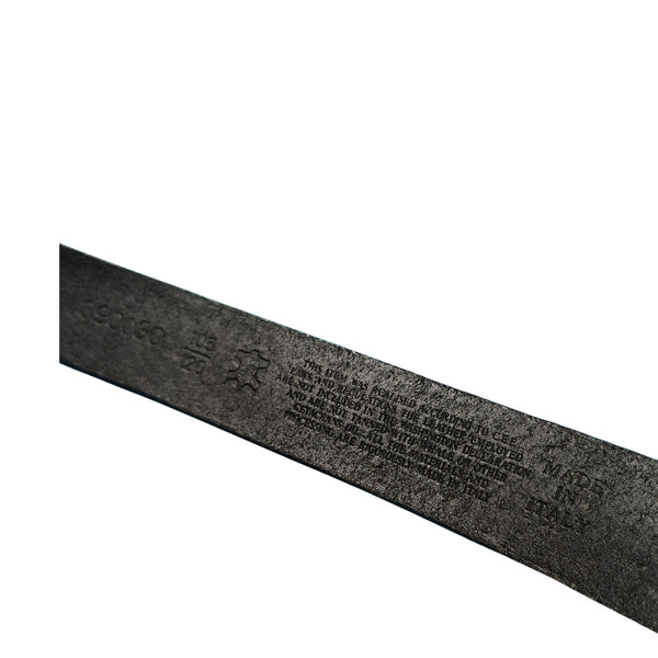 Italian Made Black Leather Belt Rectangular Silver Pull Through Buckle Size 32