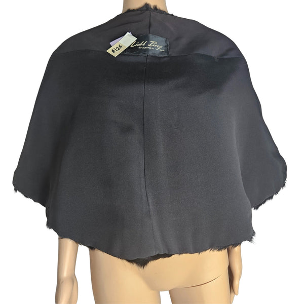 1950s Genuine Black Rabbit Fur Leibb Bros Stole Shawl Cape Size Large [Vintage]