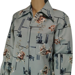 70s Triumph California Dress Shirt Floral Disco Hawaiian Hippie Size Medium  [Vintage]