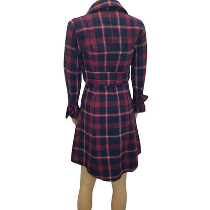 VINTAGE Our Fine Garments by Bell Red Plaid Flannel Button Up Shirt Dress SZ Sm